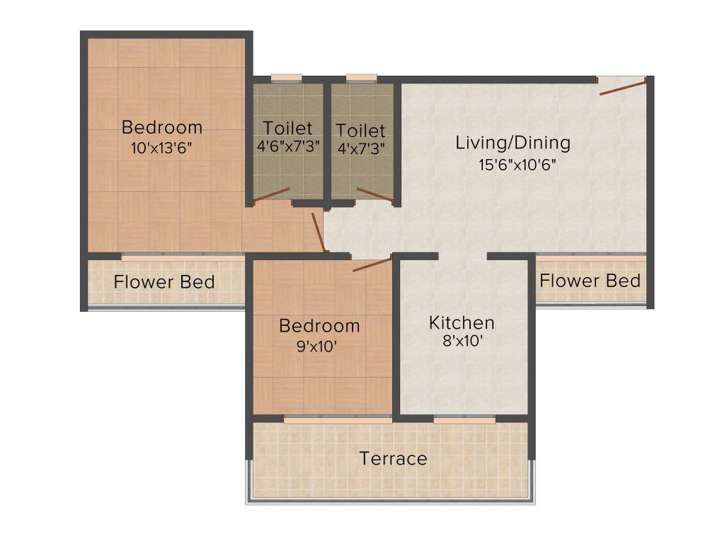 GHP Sonnet (2BHK+2T (1,090 sq ft) 1090 sq ft)