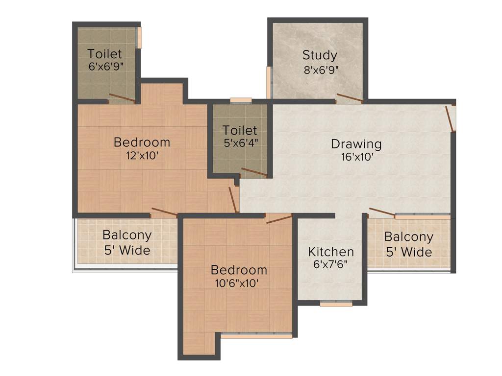 Amrapali Kingswood (2BHK+2T (945 sq ft) + Study Room 945 sq ft)