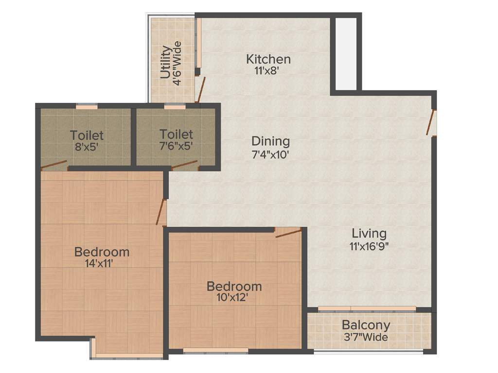 SNN Raj Neeladri (2BHK+2T (1,245 sq ft) 1245 sq ft)
