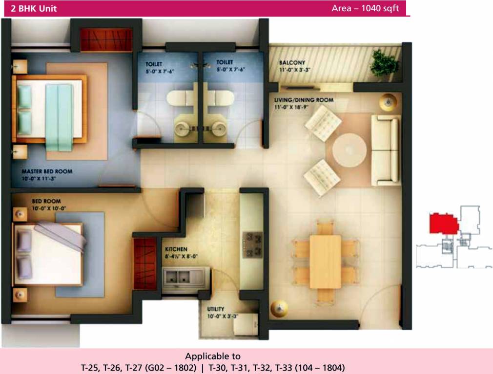 Arihant Chetna (2BHK+2T (1,040 sq ft) 1040 sq ft)