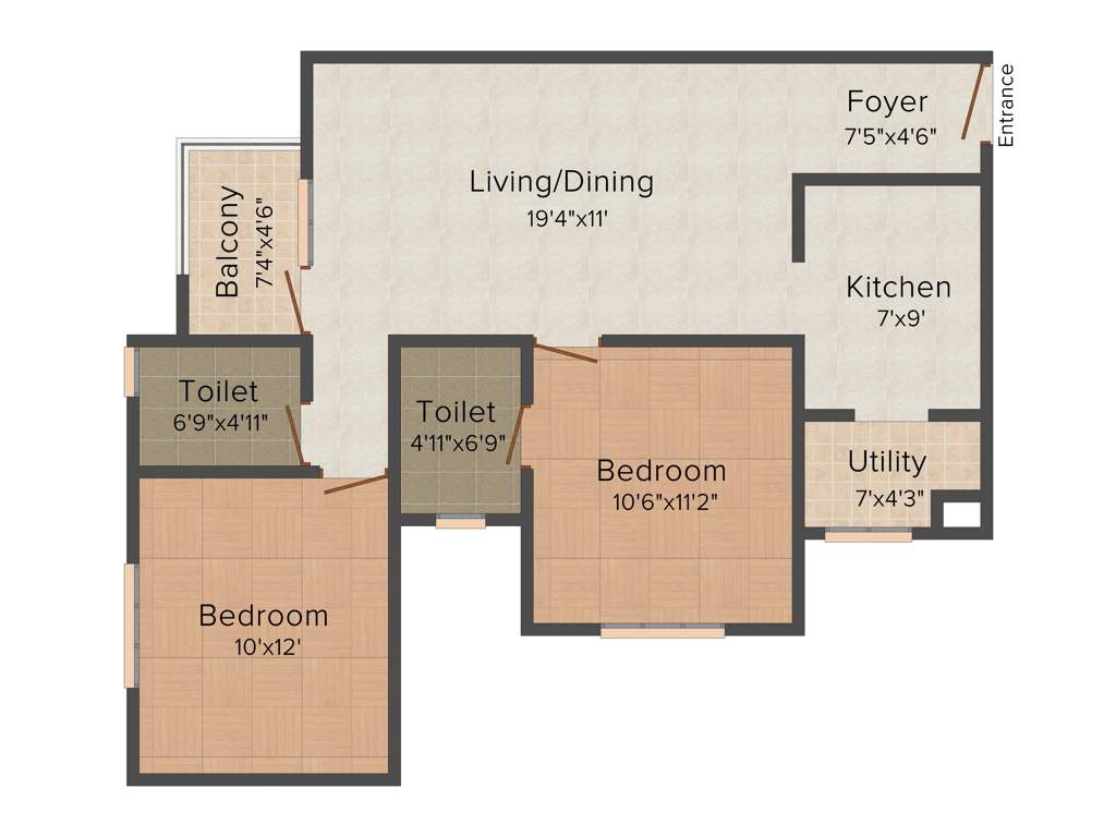 Ozone Urbana Aqua (2BHK+2T (937 sq ft) 937 sq ft)