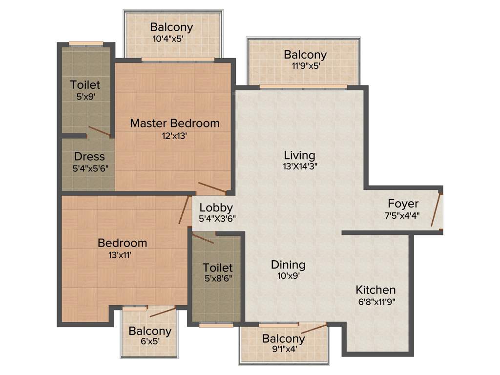 SS The Coralwood (2BHK+2T (1,425 sq ft) 1425 sq ft)