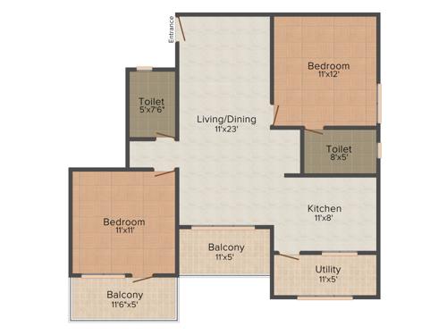 Durga Tanishq Arena (2BHK+2T (1,140 sq ft) 1140 sq ft)