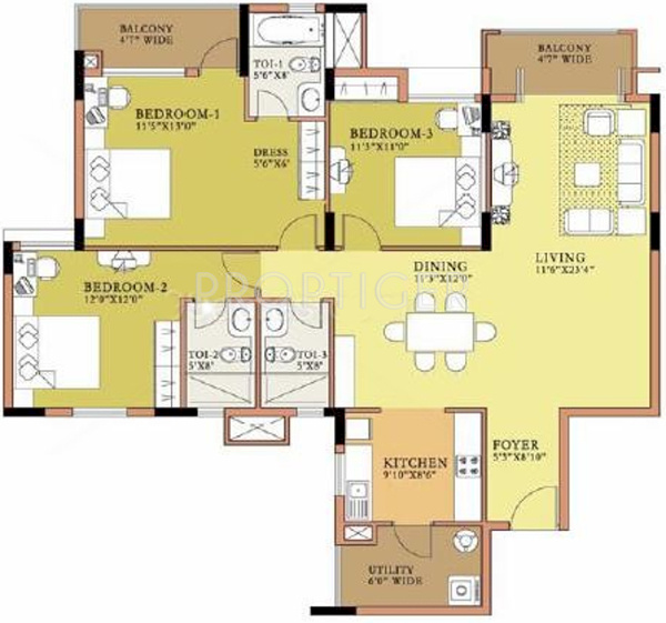 Salarpuria Sattva Symphony (3BHK+3T (1,782 sq ft) 1782 sq ft)