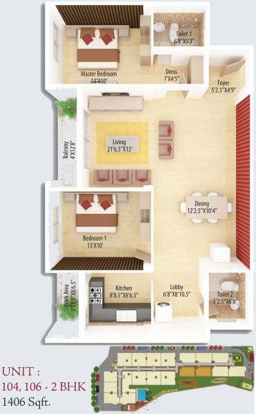 CoEvolve Estates Alcazar (2BHK+2T (1,406 sq ft) 1406 sq ft) CoEvolve Estates Alcazar (2BHK+2T (1,406 sq ft) 1406 sq ft)