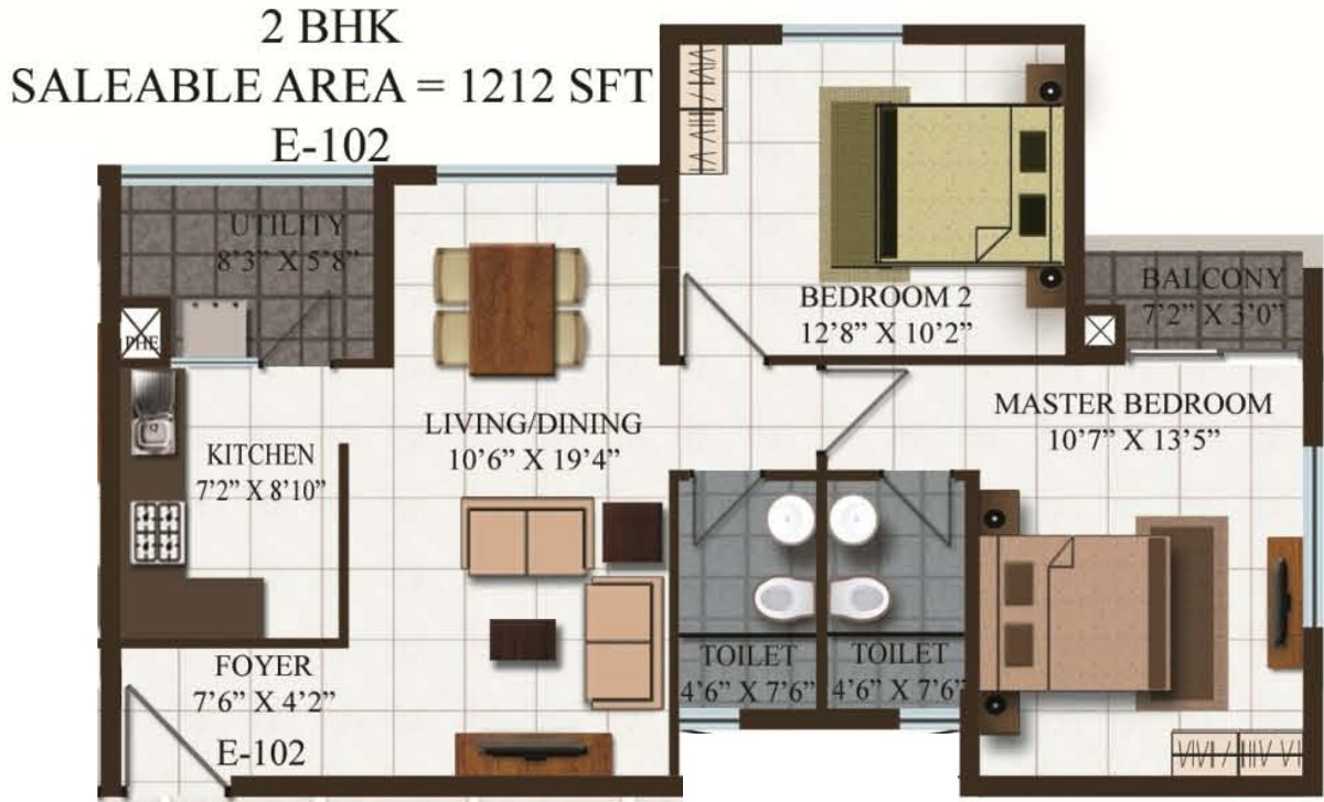 Century Indus (2BHK+2T (1,212 sq ft) 1212 sq ft)