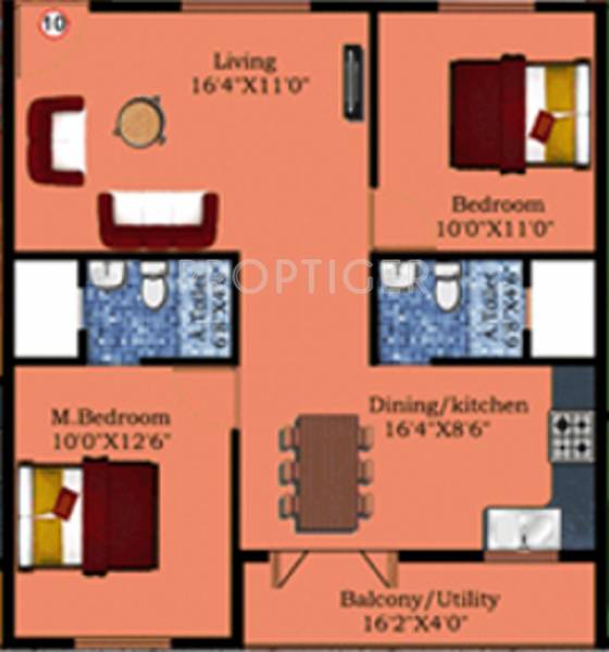 DS Serene (2BHK+2T (1,362 sq ft) 1362 sq ft)