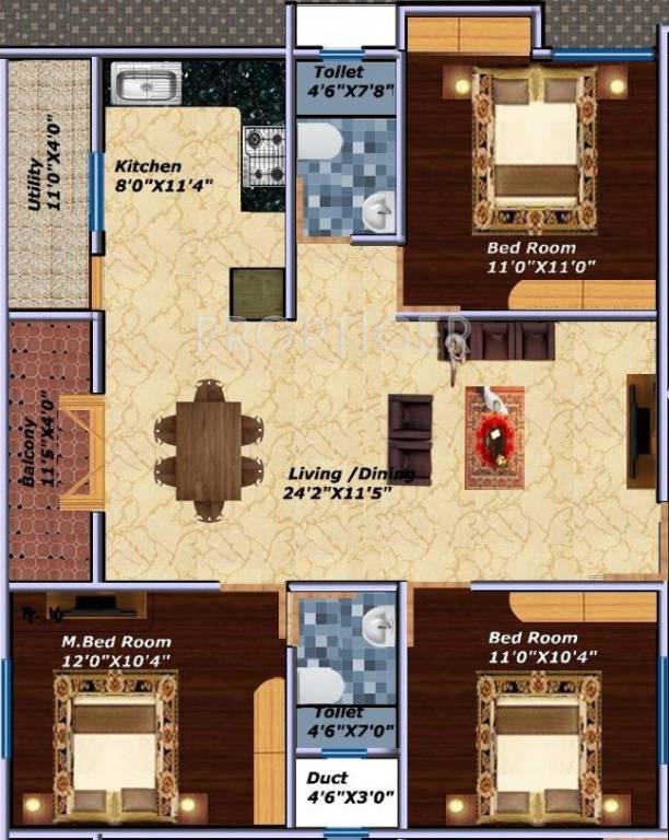 DS Sambaram (3BHK+2T (1,461 sq ft) 1461 sq ft)