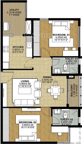 Salarpuria Sattva Necklace Pride (2BHK+2T (1,342 sq ft) 1342 sq ft)