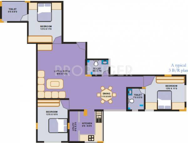 Niranjan Central (3BHK+2T (1,458 sq ft) 1458 sq ft)
