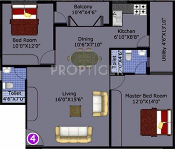 DS Samrat (2BHK+2T (1,100 sq ft) 1100 sq ft)