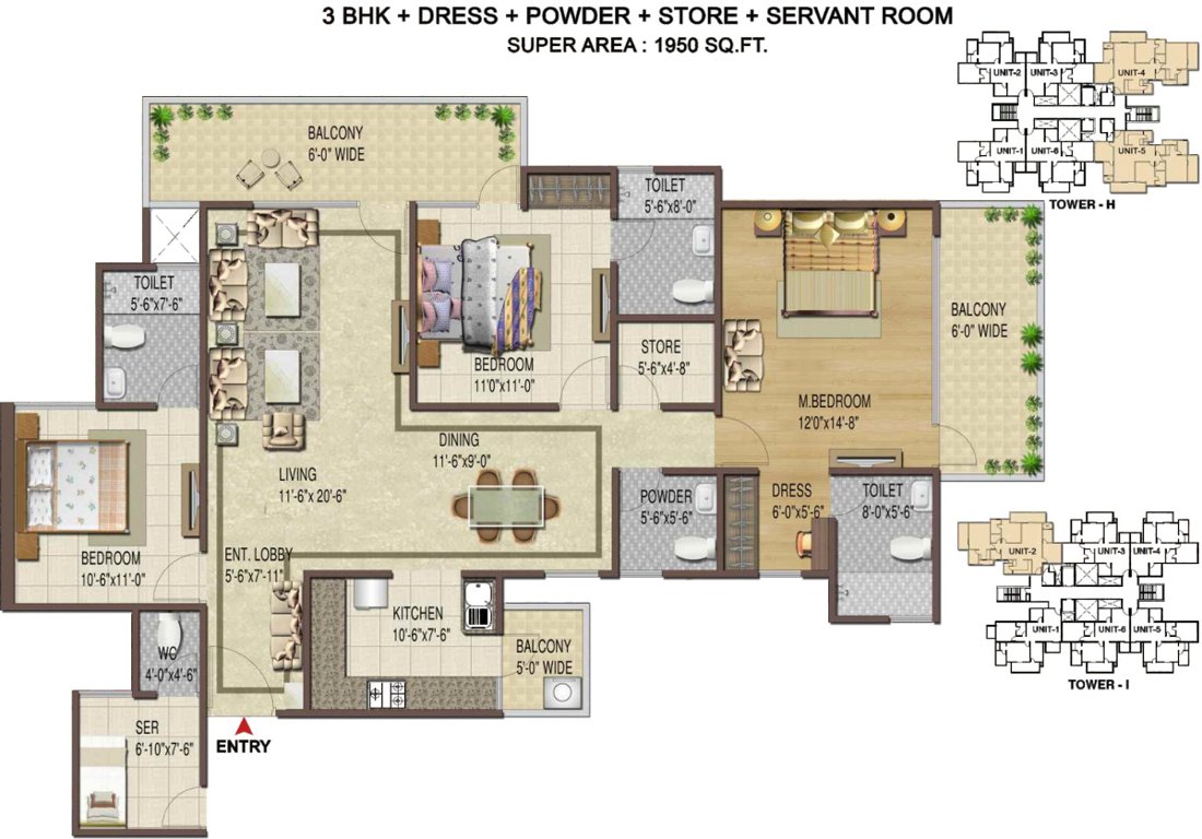 Shree Shree Vardhman Victoria (3BHK+3T (1,950 sq ft) + Study Room 1950 sq ft)