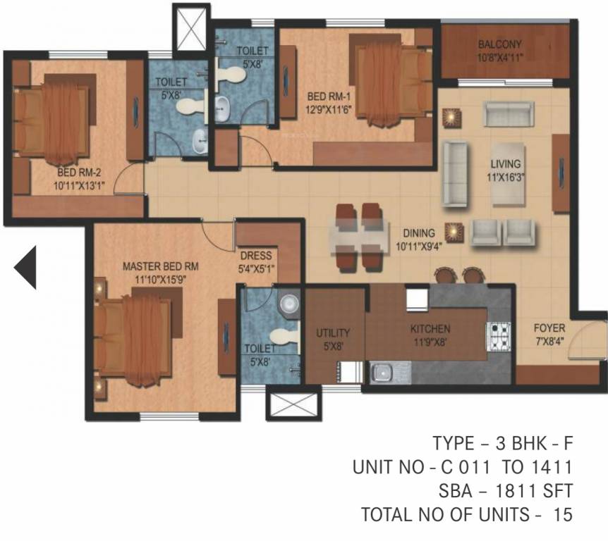 Century Breeze (3BHK+3T (1,811 sq ft) 1811 sq ft)