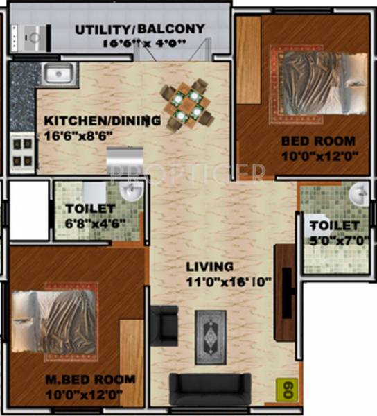 DS DSMAX SUNDALE (2BHK+2T (1,086 sq ft) 1086 sq ft)