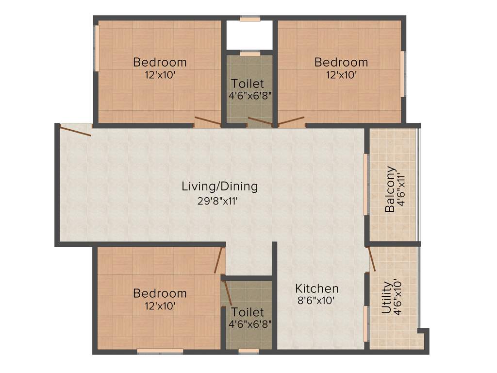 DS DSMAX SUNSHINE (3BHK+2T (1,455 sq ft) 1455 sq ft)