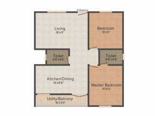 DS DSMAX SCION (2BHK+2T (1,136 sq ft) 1136 sq ft)