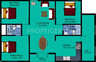 DS DSMAX SCION (3BHK+2T (1,485 sq ft) 1485 sq ft)