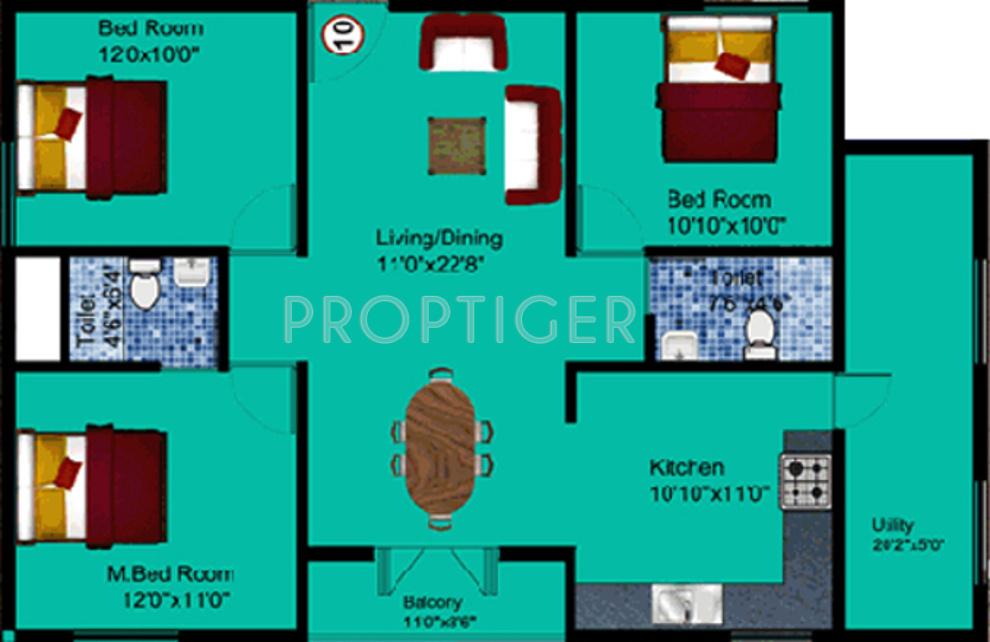 DS DSMAX SCION (3BHK+2T (1,485 sq ft) 1485 sq ft)