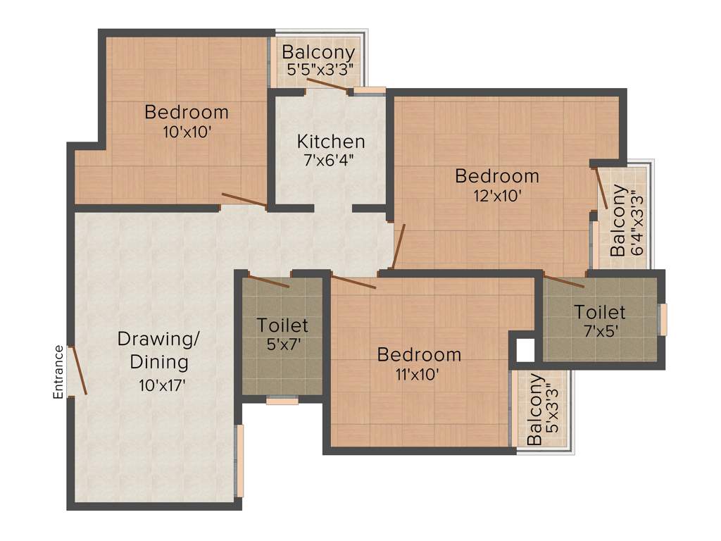 Earthcon Sanskriti (3BHK+2T (1,062 sq ft) 1062 sq ft)