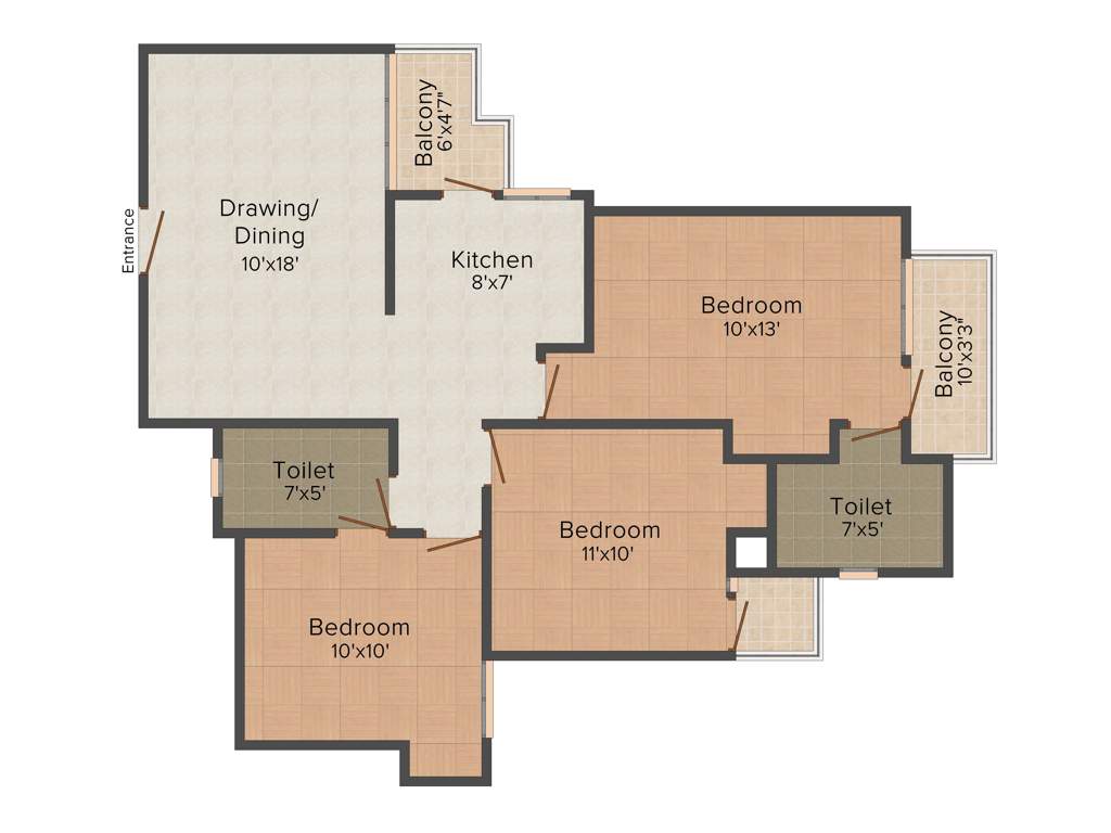 Earthcon Sanskriti (3BHK+2T (1,170 sq ft) 1170 sq ft)
