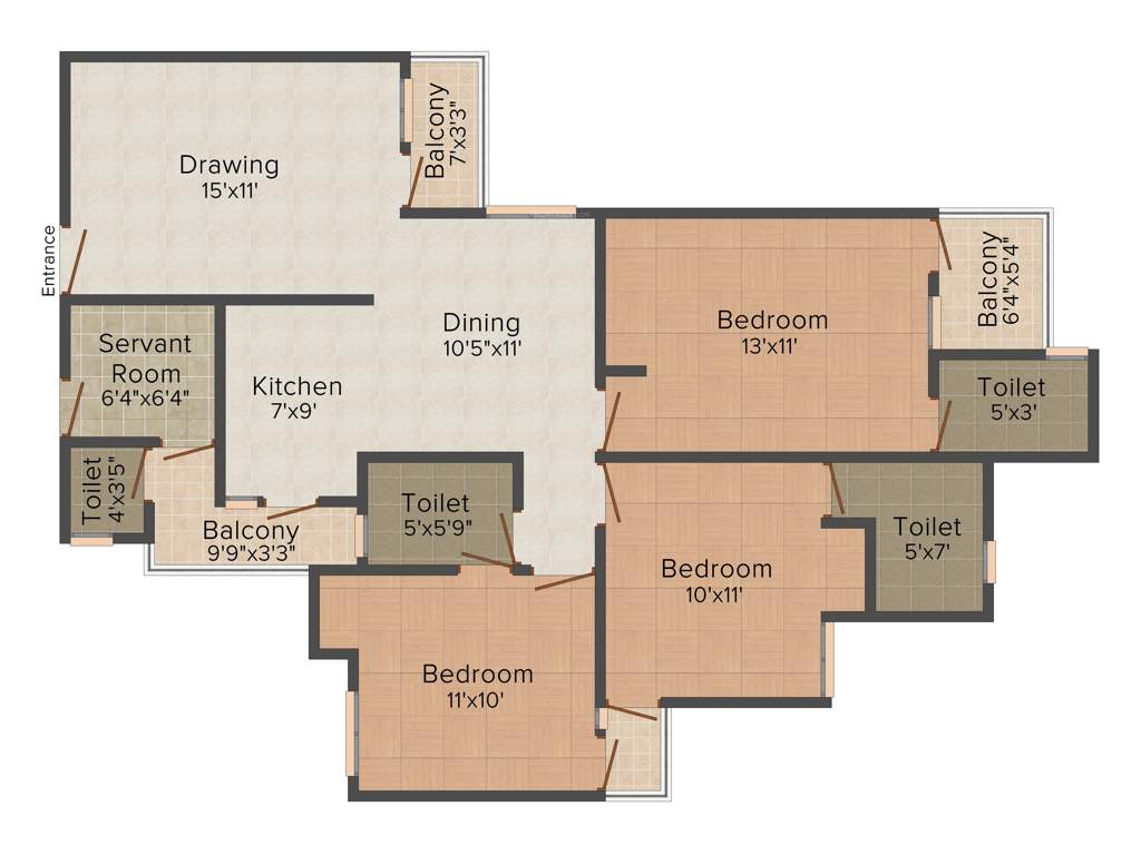 Earthcon Sanskriti (3BHK+3T (1,467 sq ft)   Servant Room 1467 sq ft)