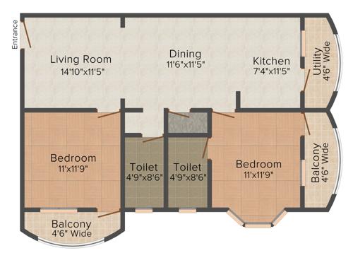 JS Nikhil Residency (2BHK+2T (1,186 sq ft) 1186 sq ft)