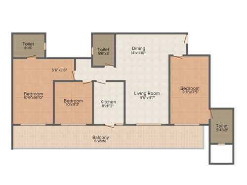 DLF The Skycourt (3BHK+3T (1,846 sq ft) 1846 sq ft) DLF The Skycourt (3BHK+3T (1,846 sq ft) 1846 sq ft)