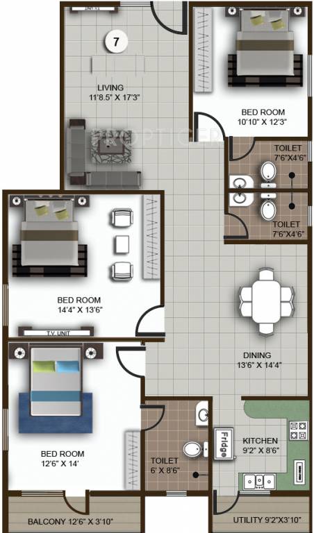 Splendid Skyline (3BHK+3T (1,637 sq ft) 1637 sq ft)
