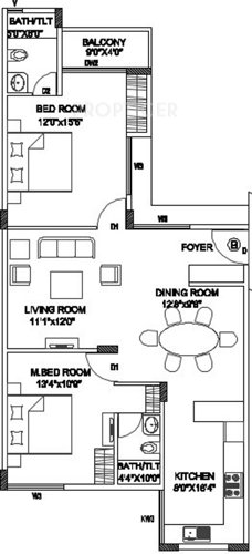 2A Hollyhock (2BHK+2T (1,130 sq ft) 1130 sq ft)