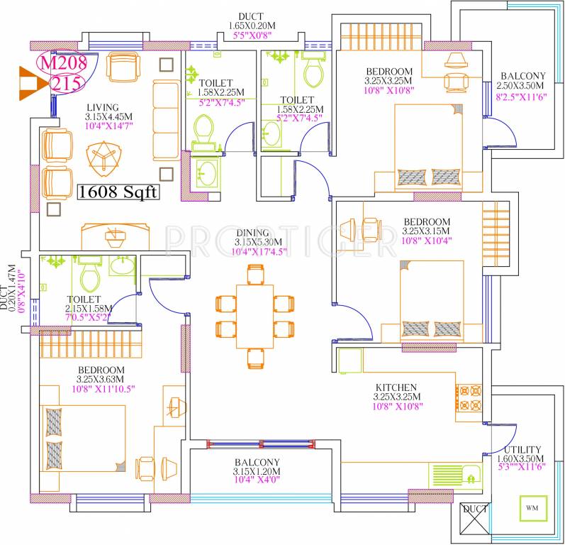 Madhavaram Brindavan Palms (3BHK+3T (1,608 sq ft) 1608 sq ft)