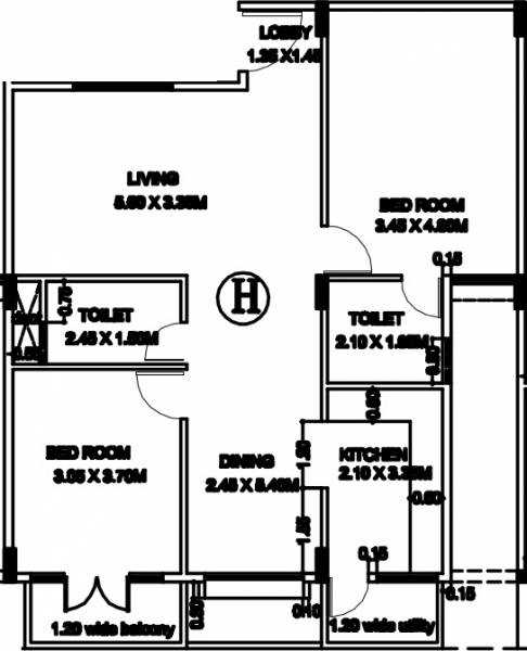 Kataria Paradise (2BHK+2T (1,173 sq ft) 1173 sq ft)