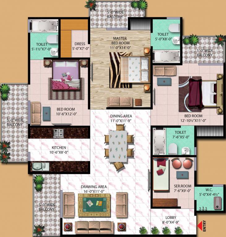 SCC Sapphire (3BHK+4T (1,795 sq ft) Servant Room 1795 sq ft)