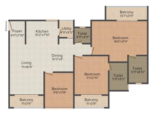Rohan Avriti (3BHK+3T (1,513 sq ft) 1513 sq ft) Rohan Avriti (3BHK+3T (1,513 sq ft) 1513 sq ft)