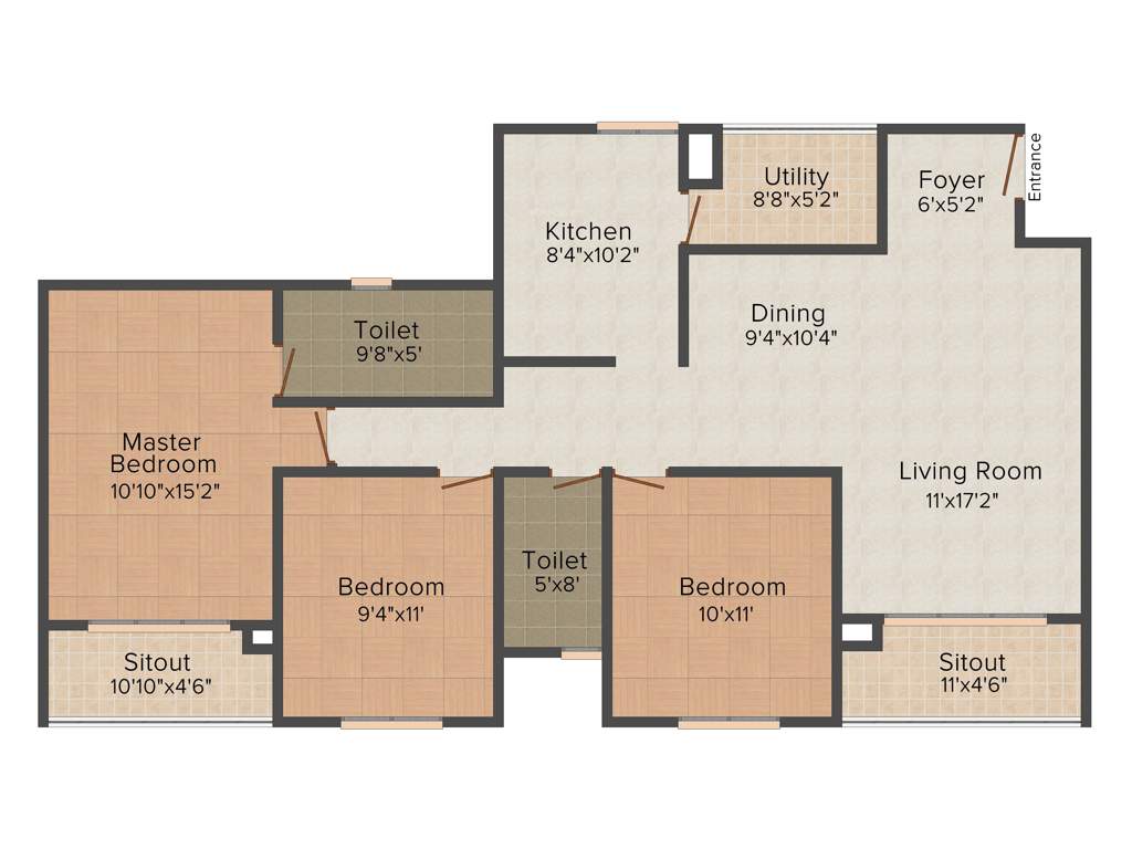 NCC Nagarjun Meadows II (3BHK+2T (1,342 sq ft) 1342 sq ft)