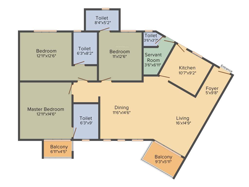 Ozone Metrozone (3BHK+4T (2,062 sq ft) Servant Room 2062 sq ft)