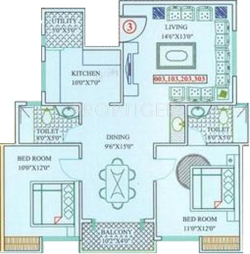 Lakasa Sri Siva Sai Meadows (2BHK+2T (1,095 sq ft) 1095 sq ft)