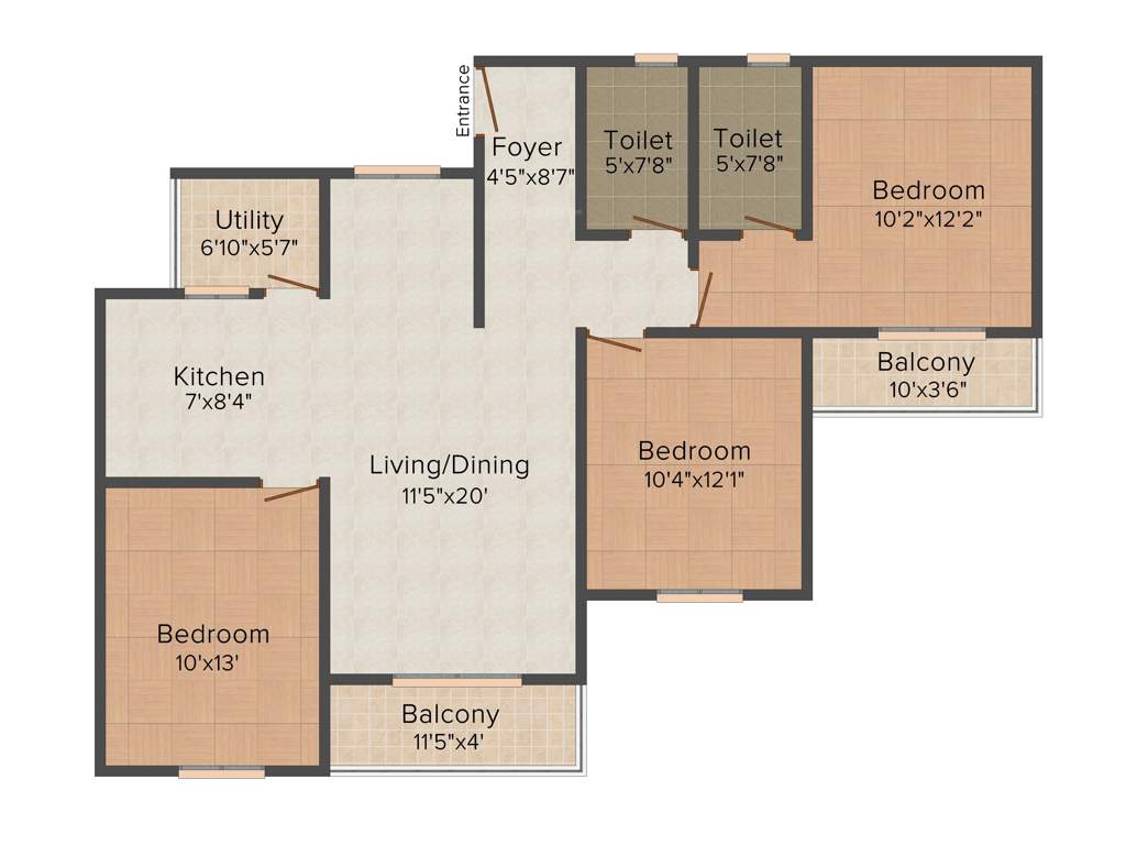 GR Sagar Nivas (3BHK+2T (1,368 sq ft) 1368 sq ft)