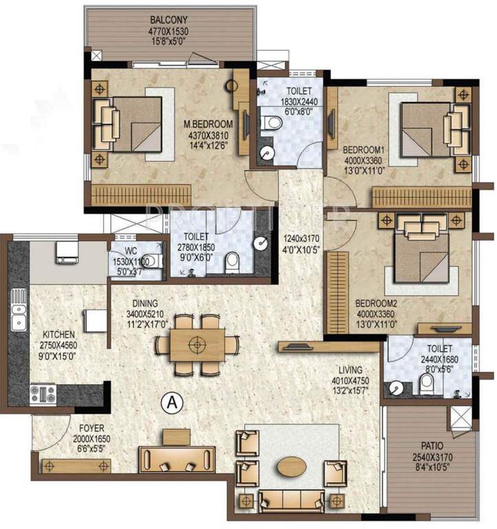 Prestige Brooklyn Heights (3BHK+3T (2,019 sq ft) 2019 sq ft)