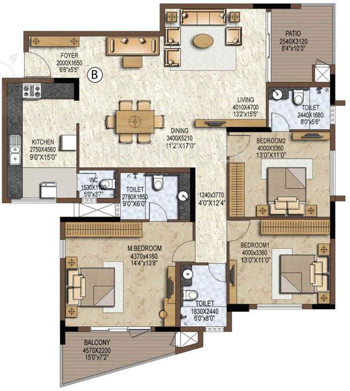 Prestige Brooklyn Heights (3BHK+3T (2,059 sq ft) 2059 sq ft)