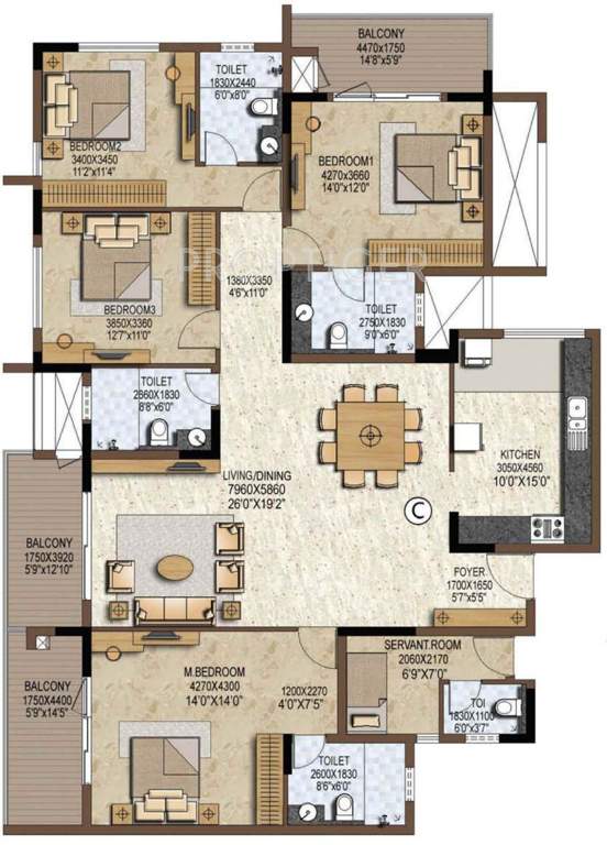 Prestige Brooklyn Heights (4BHK+4T (2,615 sq ft) + Servant Room 2615 sq ft)