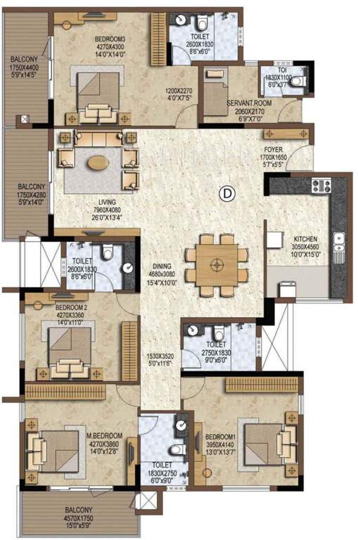 Prestige Brooklyn Heights (4BHK+5T (2,825 sq ft) + Servant Room 2825 sq ft)