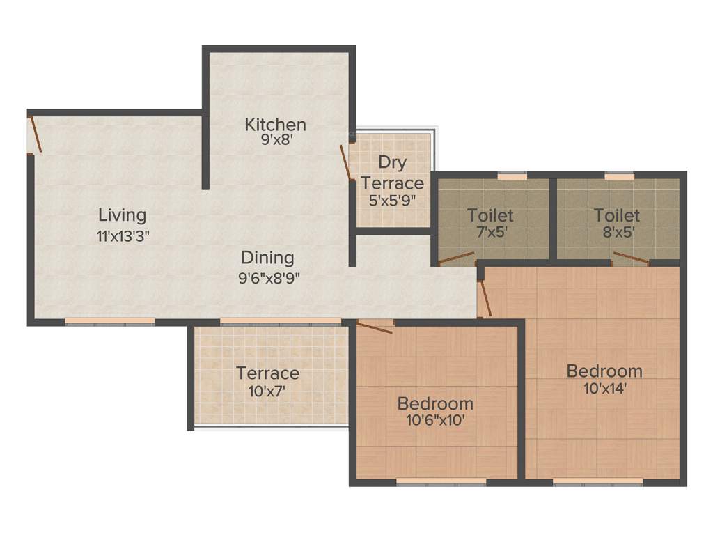Kumar Princeville (2BHK+2T (1,015 sq ft) 1015 sq ft)