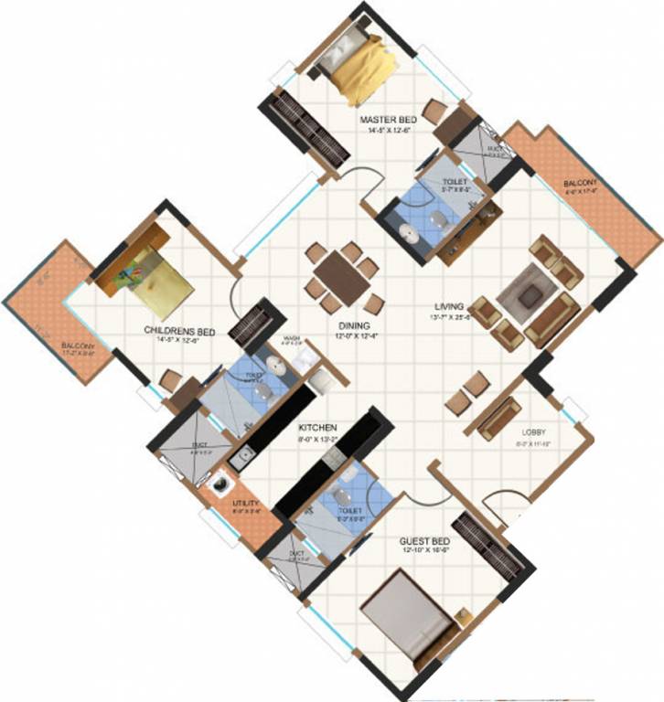 Salarpuria Sattva Gold Summit (3BHK+3T (2,365 sq ft) + Servant Room 2365 sq ft)