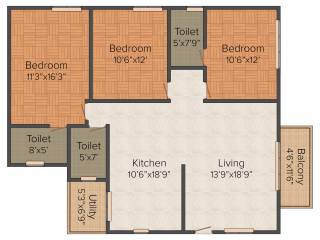 Saravana Tranquil Heights (3BHK+3T (1,634 sq ft) 1634 sq ft)
