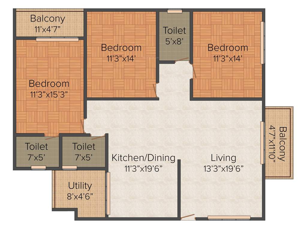 Saravana Tranquil Heights (3BHK+3T (1,814 sq ft) 1814 sq ft)