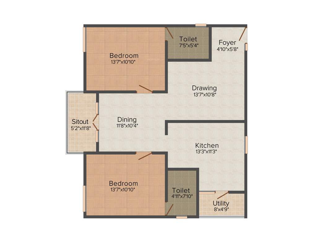 SVS Palms (2BHK+2T (1,193 sq ft) 1193 sq ft)