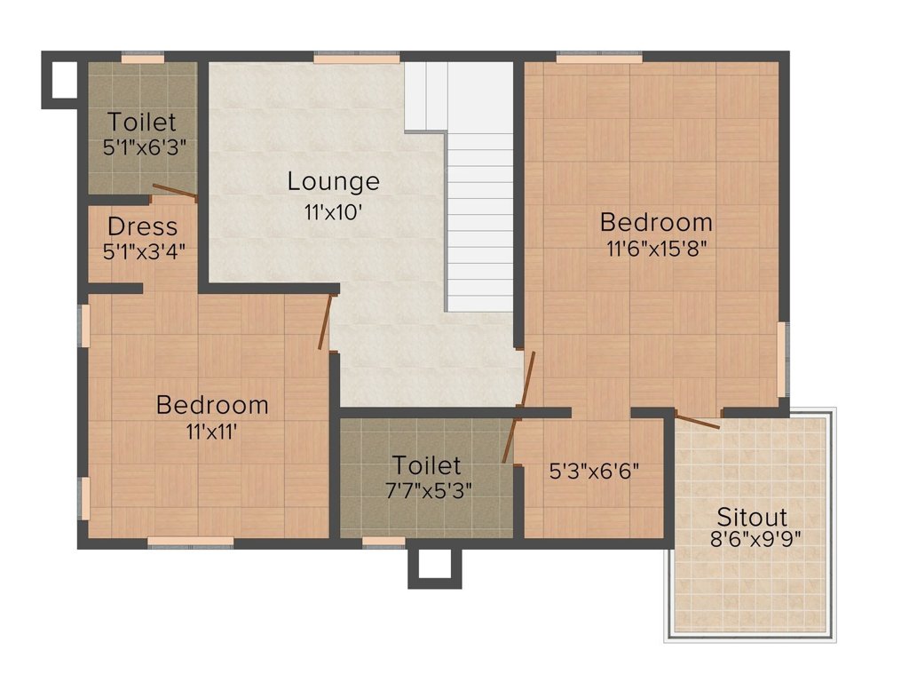 Abhaya Lake Shore Villas (3BHK+3T (1,632 sq ft) + Pooja Room 1632 sq ft)