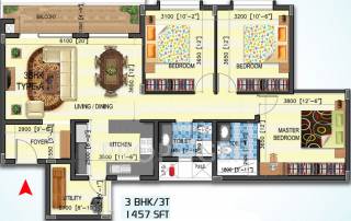 SJR Water Mark (3BHK+2T (1,457 sq ft) 1457 sq ft) SJR Water Mark (3BHK+2T (1,457 sq ft) 1457 sq ft)