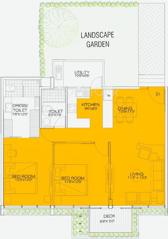 Aditi Tropica (2BHK+2T (1,364 sq ft) 1364 sq ft)