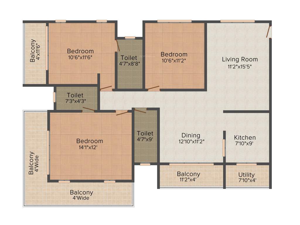 Chowriappa Constellation (3BHK+3T (1,680 sq ft) 1680 sq ft)